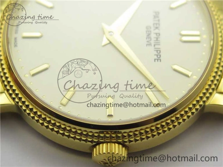 Calatrava 5120 YG TWF Best Edition White Dial on YG Bracelet A240 (Free Leather)