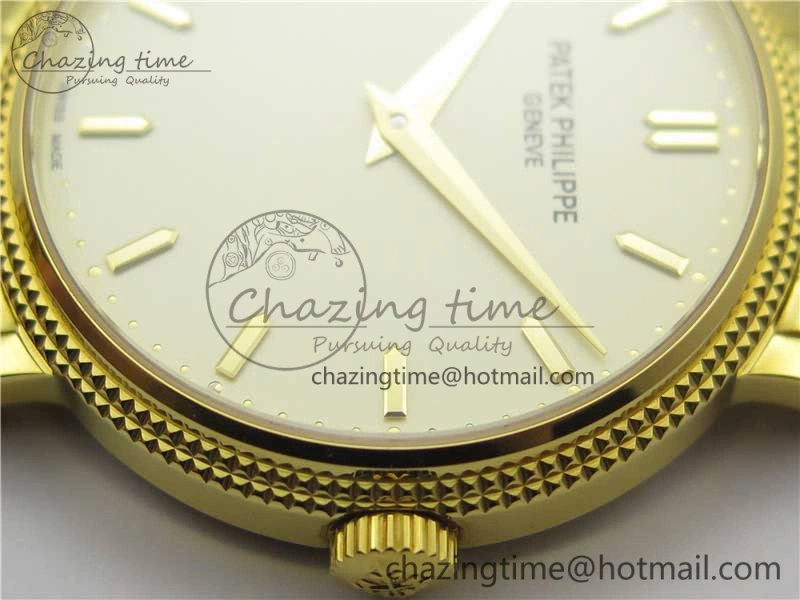 Calatrava 5120 YG TWF Best Edition White Dial on YG Bracelet A240 (Free Leather)