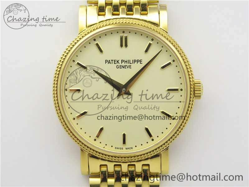 Calatrava 5120 YG TWF Best Edition White Dial on YG Bracelet A240 (Free Leather)