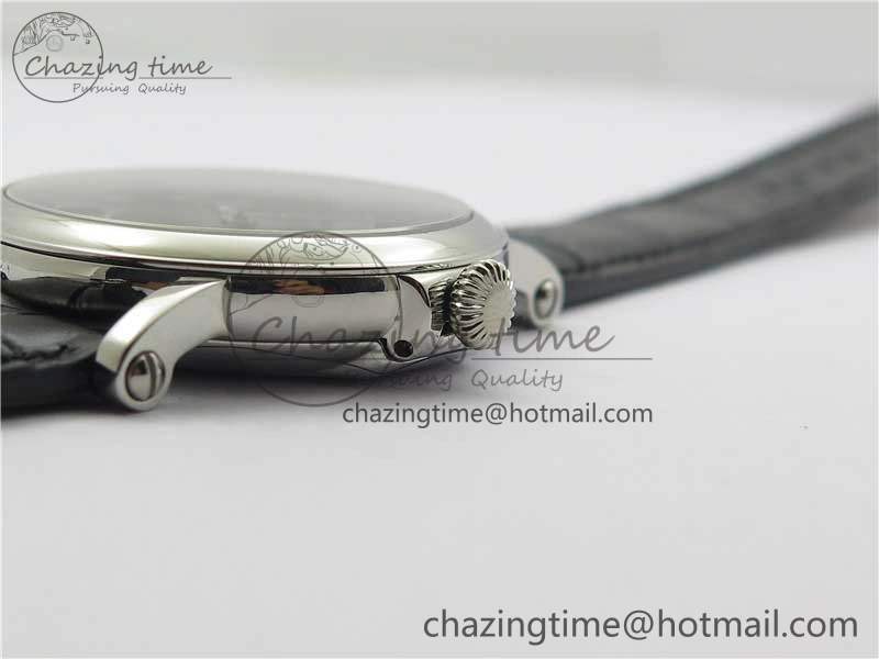 Calatrava 5153 SS ZF 1:1 Best Edition Black Dial on Black Leather Strap A324CS