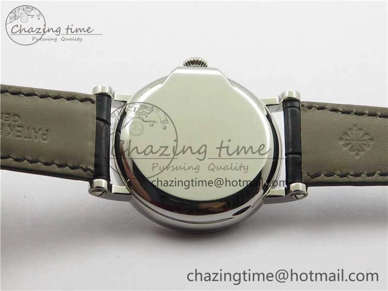 Calatrava 5153 SS ZF 1:1 Best Edition Black Dial on Black Leather Strap A324CS