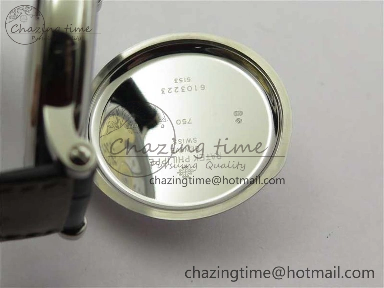 Calatrava 5153 SS ZF 1:1 Best Edition Black Dial on Black Leather Strap A324CS