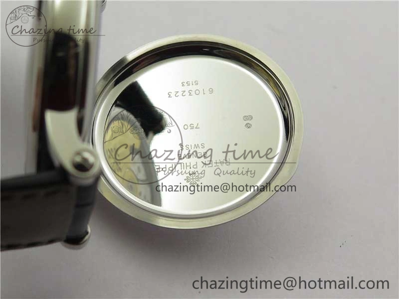 Calatrava 5153 SS ZF 1:1 Best Edition Black Dial on Black Leather Strap A324CS
