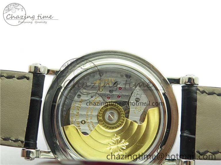 Calatrava 5153 SS ZF 1:1 Best Edition Black Dial on Black Leather Strap A324CS