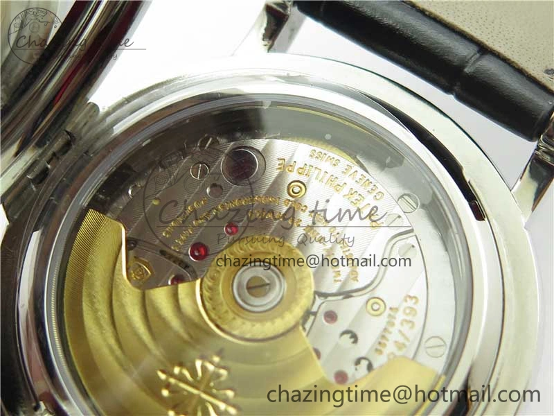 Calatrava 5153 SS ZF 1:1 Best Edition Black Dial on Black Leather Strap A324CS