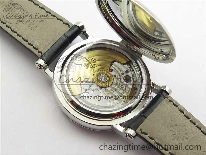 Calatrava 5153 SS ZF 1:1 Best Edition Black Dial on Black Leather Strap A324CS