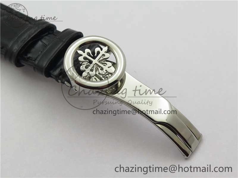 Calatrava 5153 SS ZF 1:1 Best Edition Black Dial on Black Leather Strap A324CS