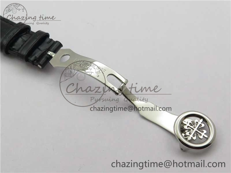 Calatrava 5153 SS ZF 1:1 Best Edition Black Dial on Black Leather Strap A324CS