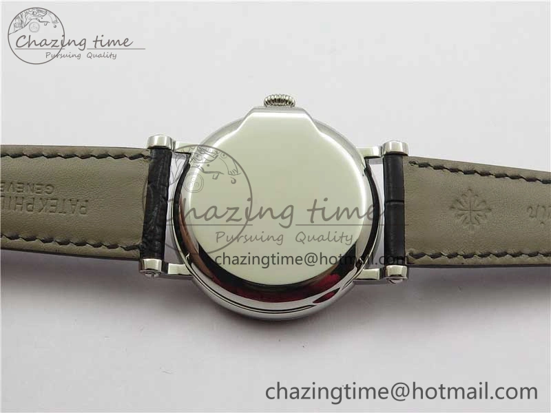 Calatrava 5153 SS ZF 1:1 Best Edition White Dial on Black Leather Strap A324CS