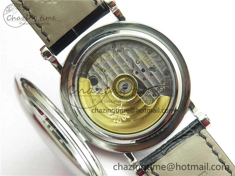 Calatrava 5153 SS ZF 1:1 Best Edition White Dial on Black Leather Strap A324CS