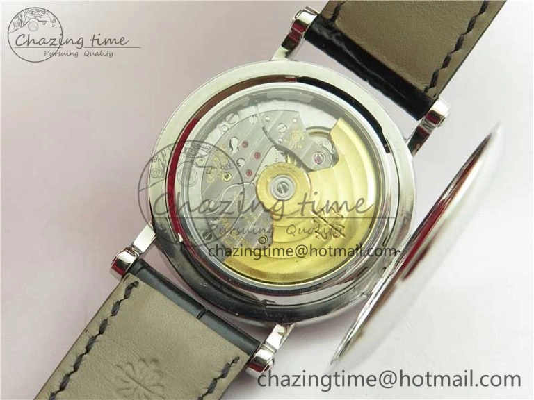 Calatrava 5153 SS ZF 1:1 Best Edition White Dial on Black Leather Strap A324CS