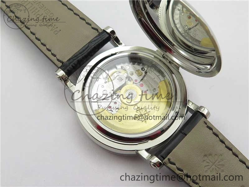 Calatrava 5153 SS ZF 1:1 Best Edition White Dial on Black Leather Strap A324CS