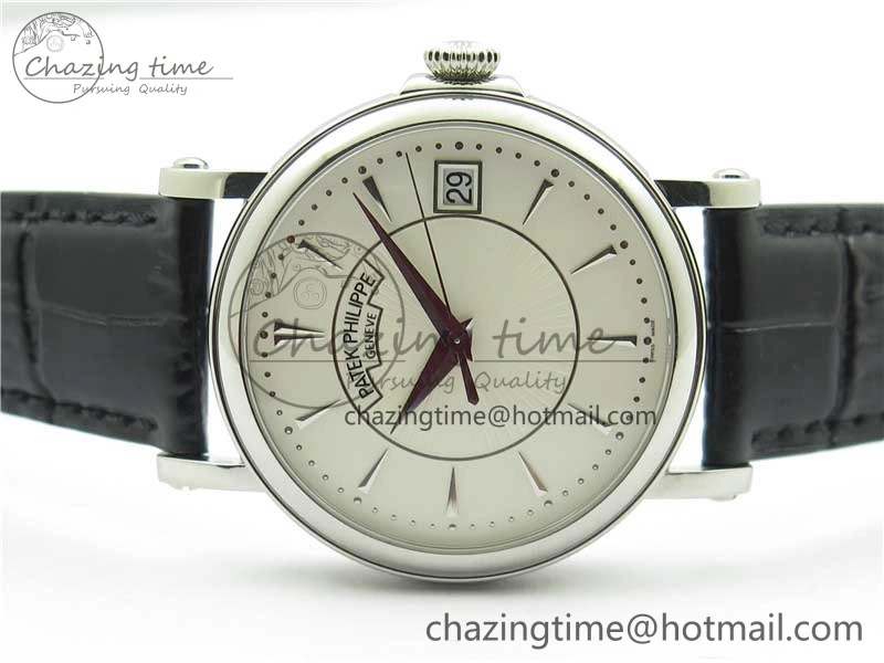 Calatrava 5153 SS ZF 1:1 Best Edition White Dial on Black Leather Strap A324CS