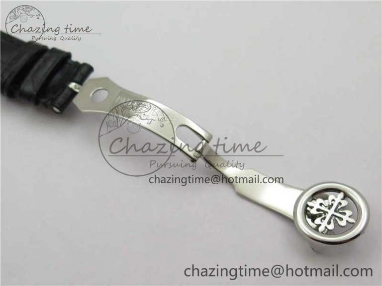Calatrava 5153 SS ZF 1:1 Best Edition White Dial on Black Leather Strap A324CS