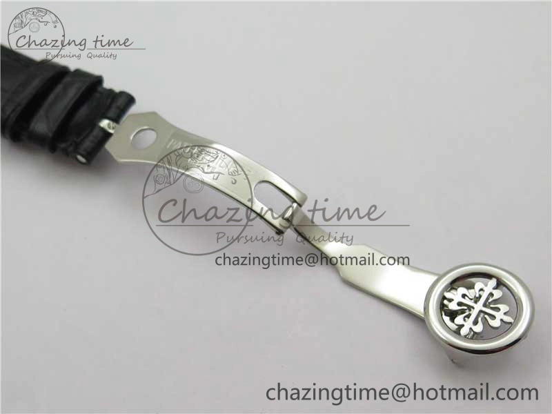 Calatrava 5153 SS ZF 1:1 Best Edition White Dial on Black Leather Strap A324CS