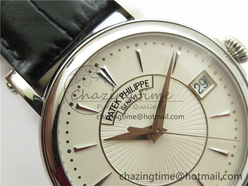 Calatrava 5153 SS ZF 1:1 Best Edition White Dial on Black Leather Strap A324CS