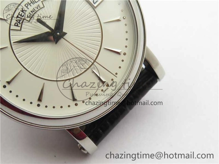 Calatrava 5153 SS ZF 1:1 Best Edition White Dial on Black Leather Strap A324CS