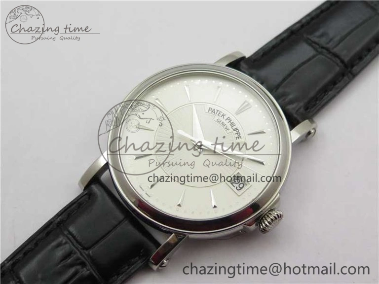Calatrava 5153 SS ZF 1:1 Best Edition White Dial on Black Leather Strap A324CS