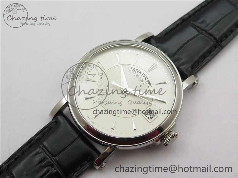 Calatrava 5153 SS ZF 1:1 Best Edition White Dial on Black Leather Strap A324CS