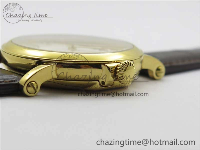 Calatrava 5153 YG ZF 1:1 Best Edition White Dial on Brown Leather Strap A324CS