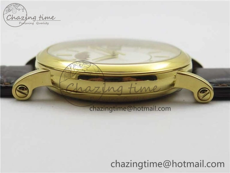 Calatrava 5153 YG ZF 1:1 Best Edition White Dial on Brown Leather Strap A324CS