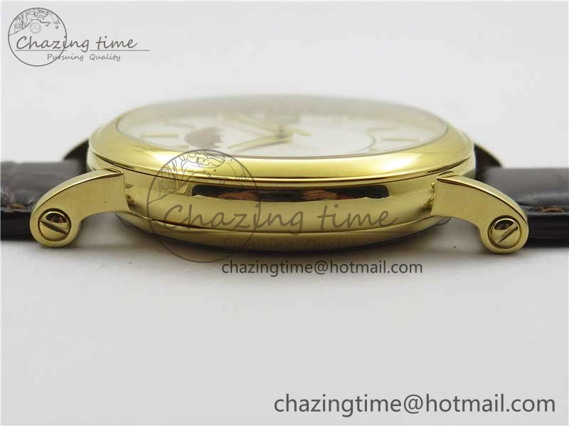 Calatrava 5153 YG ZF 1:1 Best Edition White Dial on Brown Leather Strap A324CS