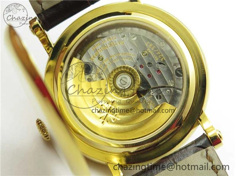 Calatrava 5153 YG ZF 1:1 Best Edition White Dial on Brown Leather Strap A324CS