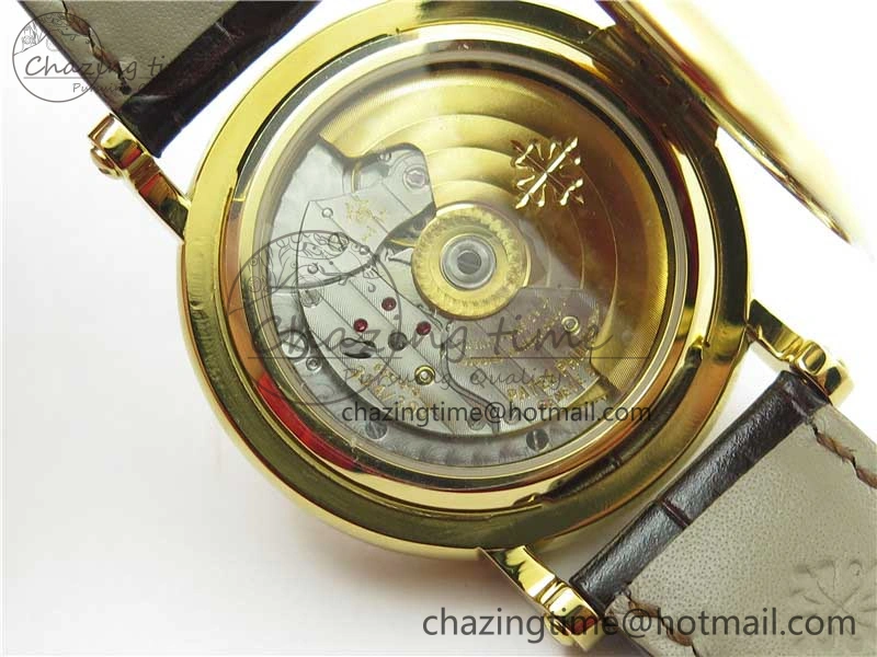 Calatrava 5153 YG ZF 1:1 Best Edition White Dial on Brown Leather Strap A324CS