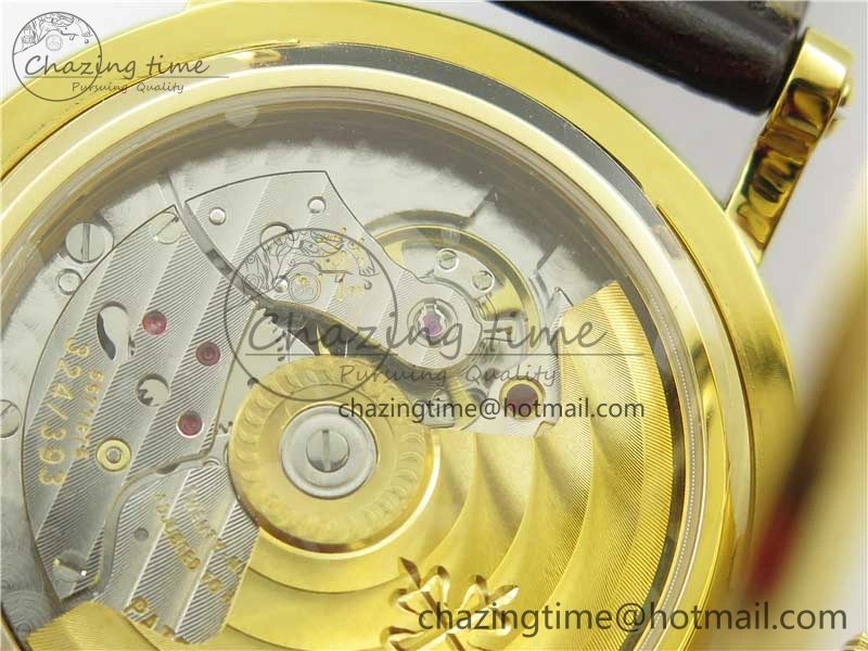 Calatrava 5153 YG ZF 1:1 Best Edition White Dial on Brown Leather Strap A324CS