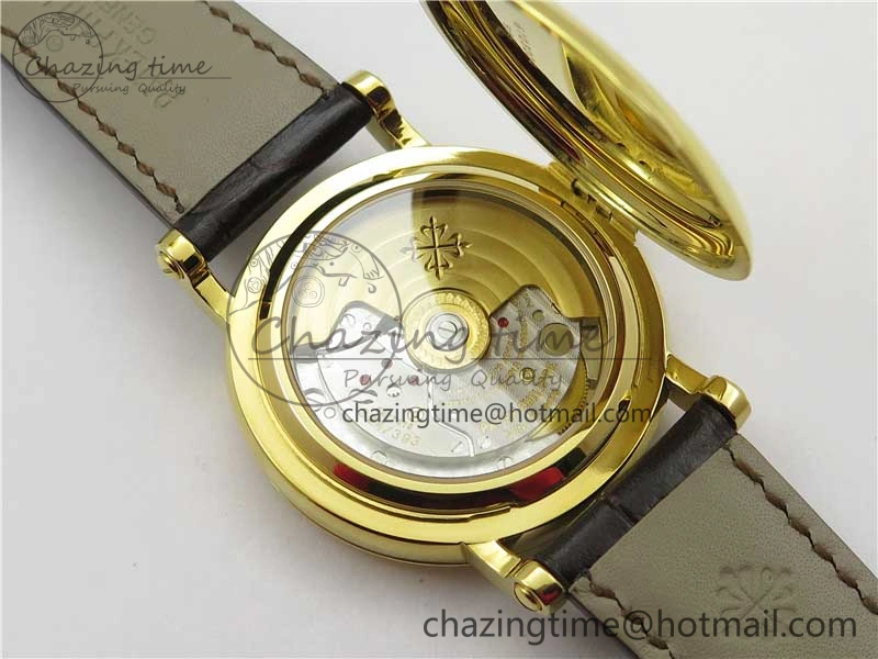 Calatrava 5153 YG ZF 1:1 Best Edition White Dial on Brown Leather Strap A324CS