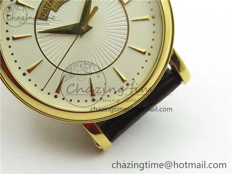 Calatrava 5153 YG ZF 1:1 Best Edition White Dial on Brown Leather Strap A324CS