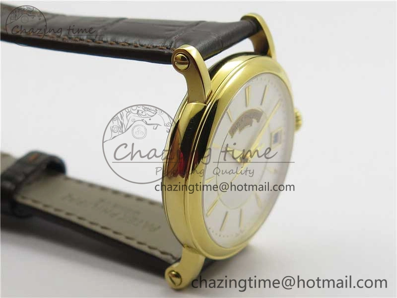 Calatrava 5153 YG ZF 1:1 Best Edition White Dial on Brown Leather Strap A324CS