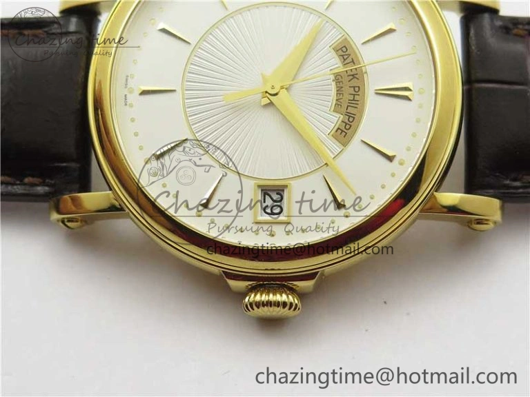 Calatrava 5153 YG ZF 1:1 Best Edition White Dial on Brown Leather Strap A324CS