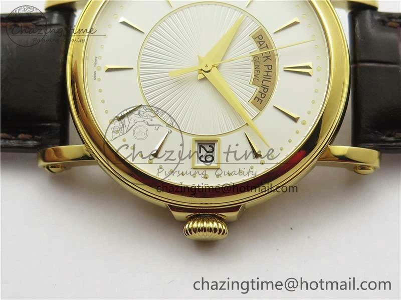 Calatrava 5153 YG ZF 1:1 Best Edition White Dial on Brown Leather Strap A324CS