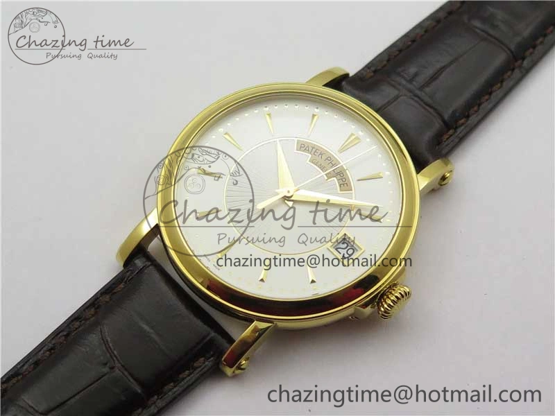 Calatrava 5153 YG ZF 1:1 Best Edition White Dial on Brown Leather Strap A324CS