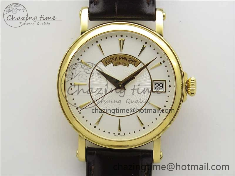 Calatrava 5153 YG ZF 1:1 Best Edition White Dial on Brown Leather Strap A324CS