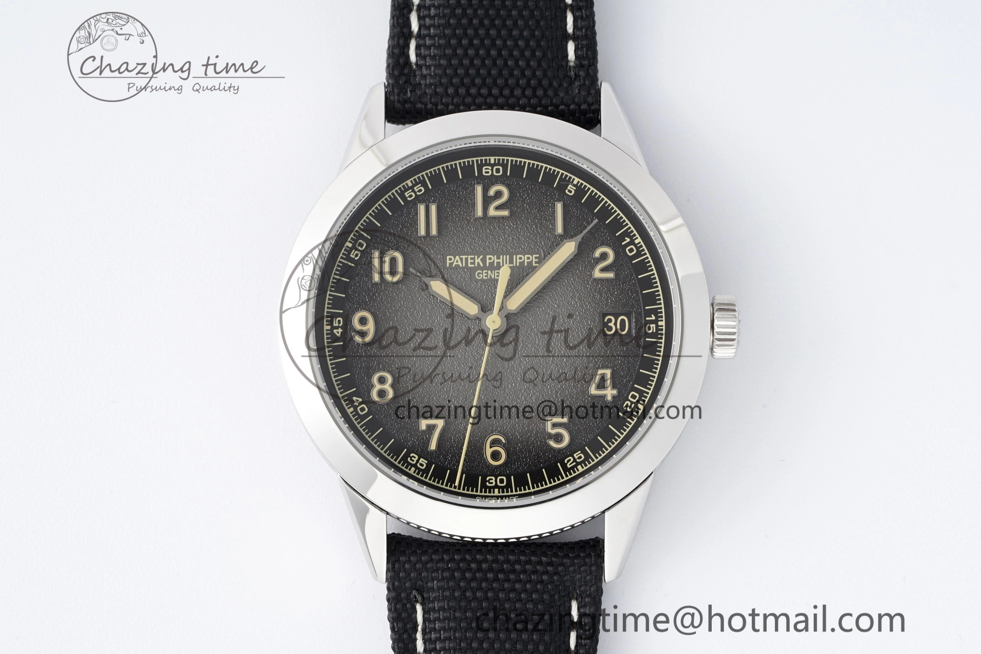 Calatrava 5226G SS HKF 1:1 Best Edition Gray Rock Dial on Black Nylon Strap 330CS