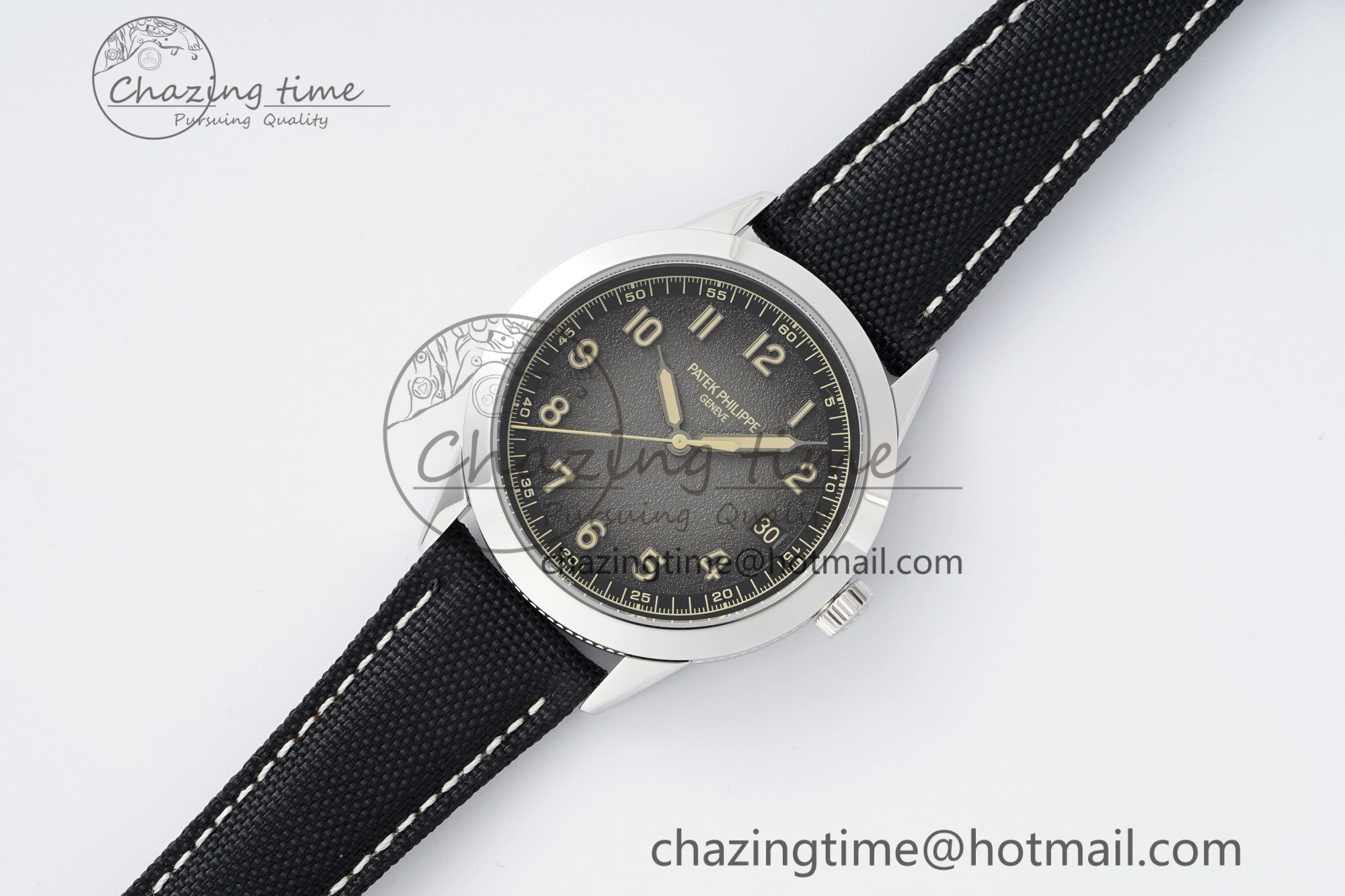 Calatrava 5226G SS HKF 1:1 Best Edition Gray Rock Dial on Black Nylon Strap 330CS