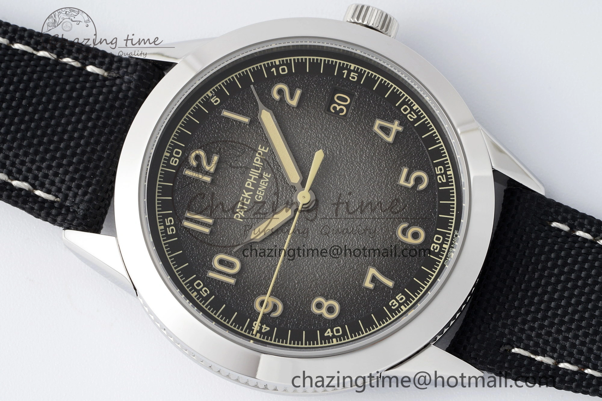 Calatrava 5226G SS HKF 1:1 Best Edition Gray Rock Dial on Black Nylon Strap 330CS