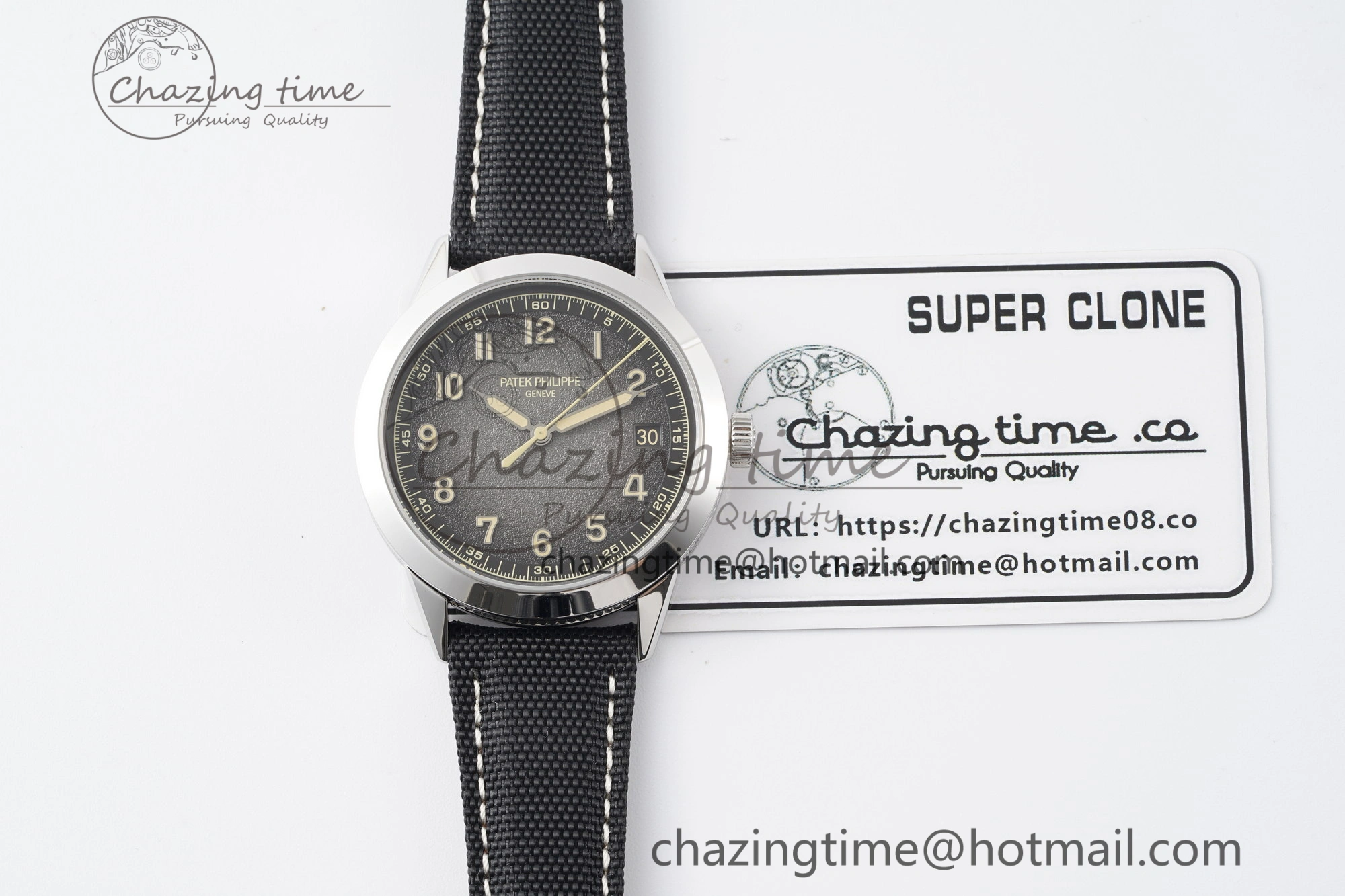 Calatrava 5226G SS HKF 1:1 Best Edition Gray Rock Dial on Black Nylon Strap 330CS