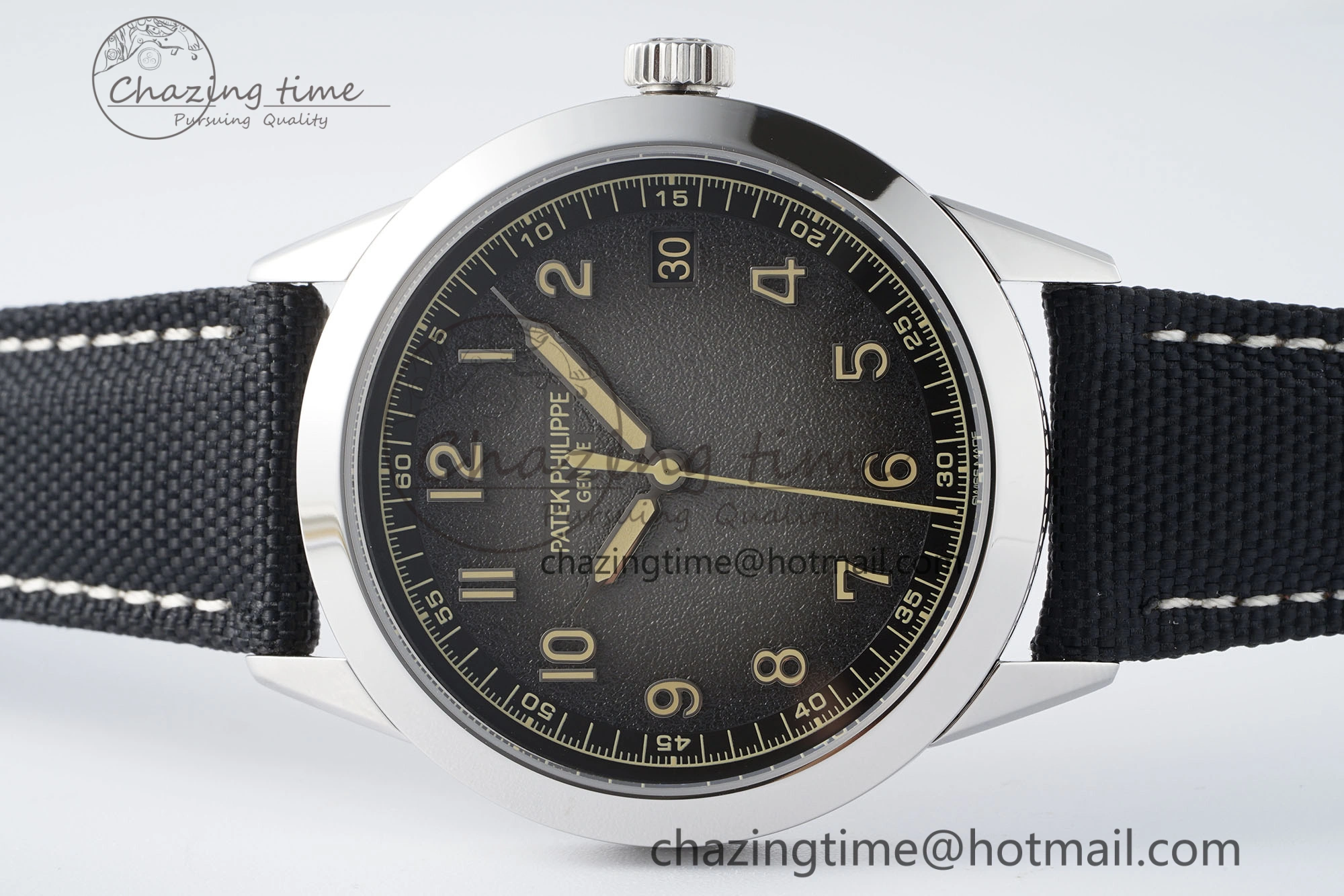 Calatrava 5226G SS HKF 1:1 Best Edition Gray Rock Dial on Black Nylon Strap 330CS