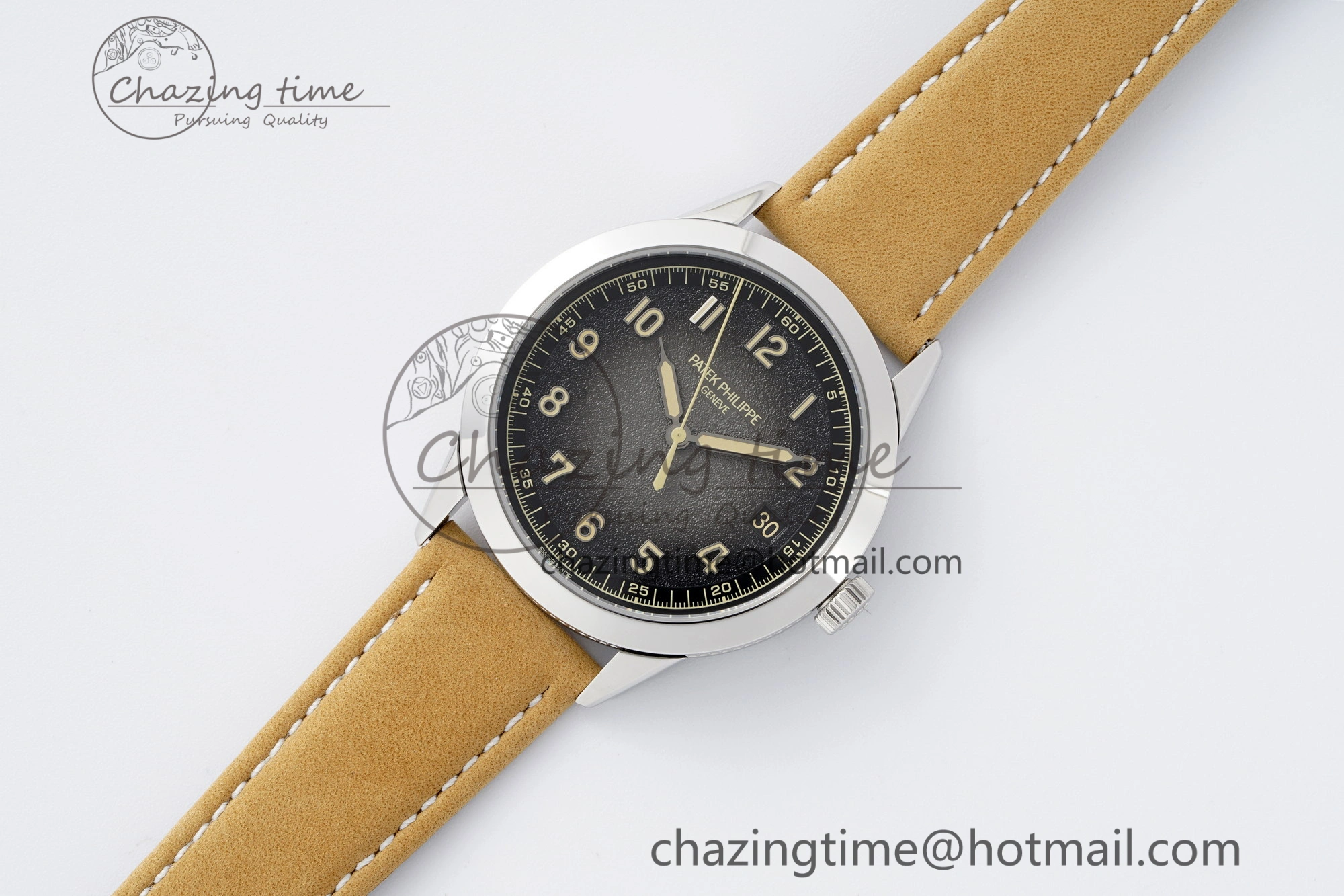 Calatrava 5226G SS HKF 1:1 Best Edition Gray Rock Dial on Brown Leather Strap 330CS