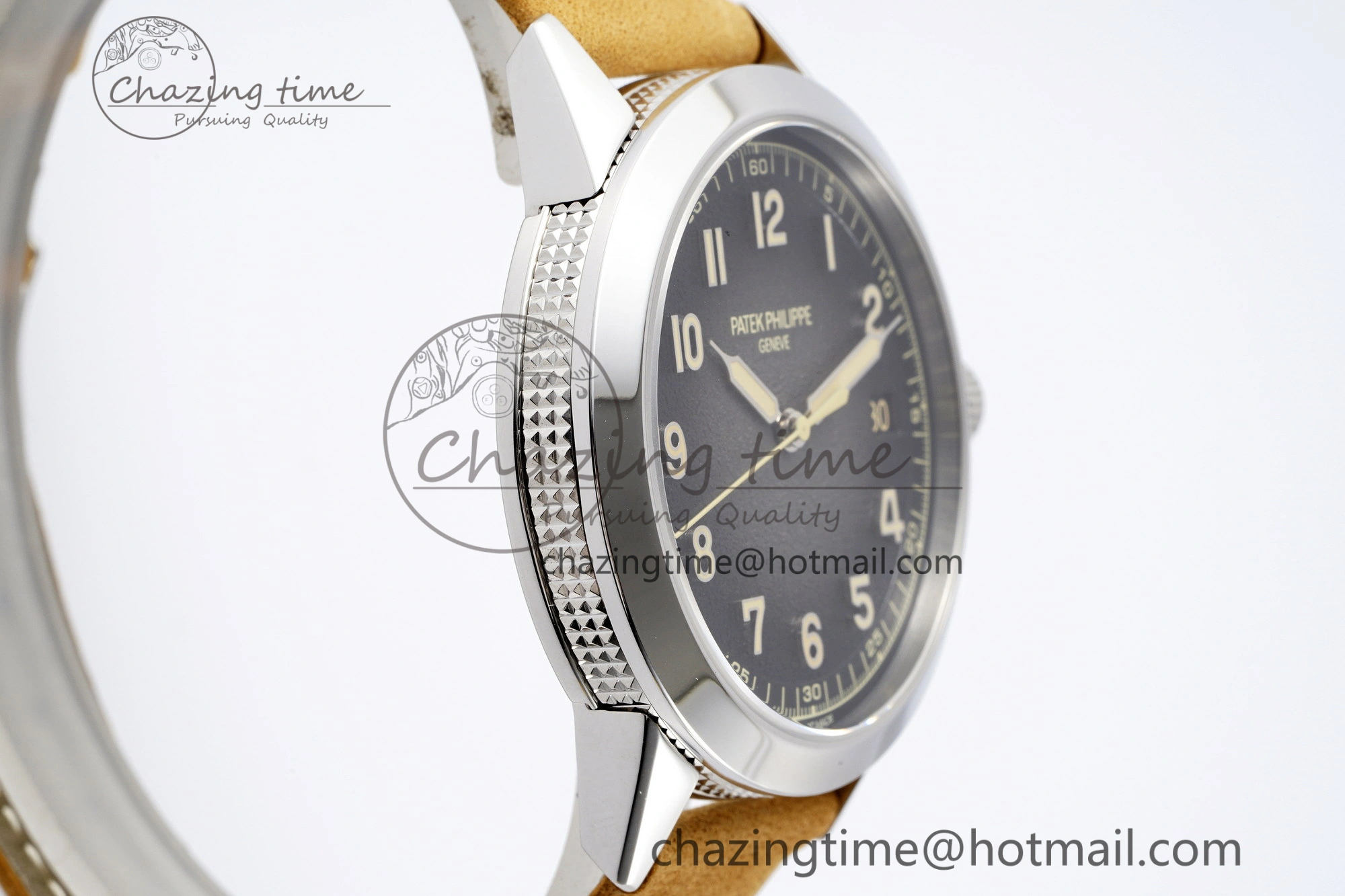 Calatrava 5226G SS HKF 1:1 Best Edition Gray Rock Dial on Brown Leather Strap 330CS