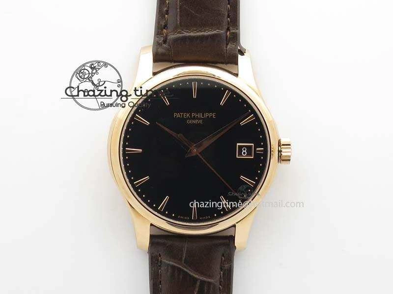 Calatrava 5227 RG Bp-Maker Black Dial On Brown Leather Strap MIYOTA 9015 PP324CS
