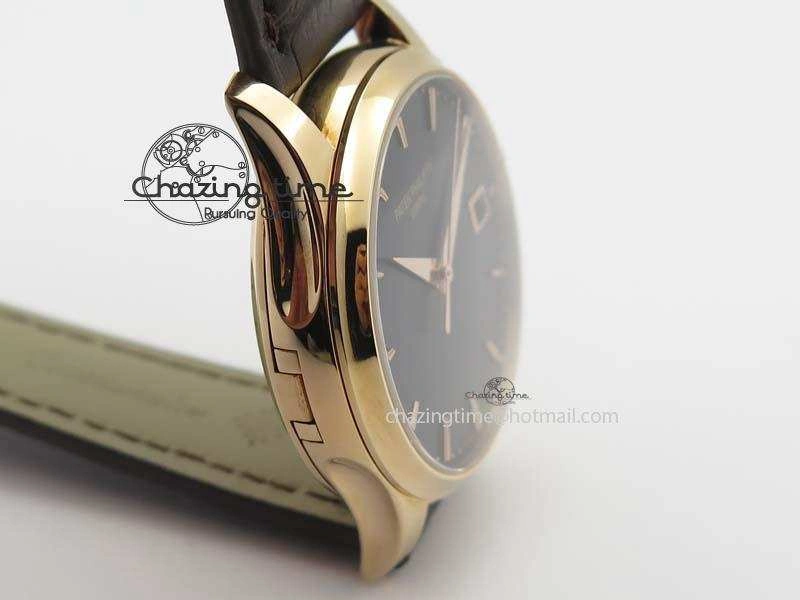 Calatrava 5227 RG Bp-Maker Black Dial On Brown Leather Strap MIYOTA 9015 PP324CS