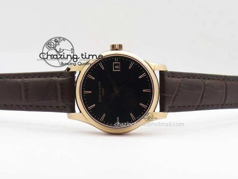 Calatrava 5227 RG Bp-Maker Black Dial On Brown Leather Strap MIYOTA 9015 PP324CS