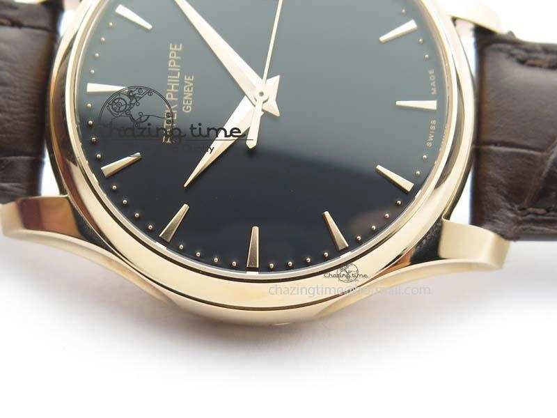 Calatrava 5227 RG Bp-Maker Black Dial On Brown Leather Strap MIYOTA 9015 PP324CS