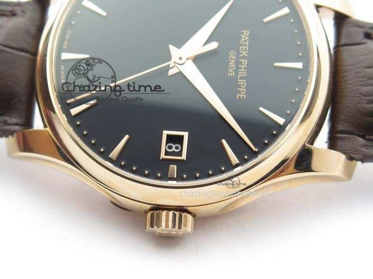 Calatrava 5227 RG Bp-Maker Black Dial On Brown Leather Strap MIYOTA 9015 PP324CS