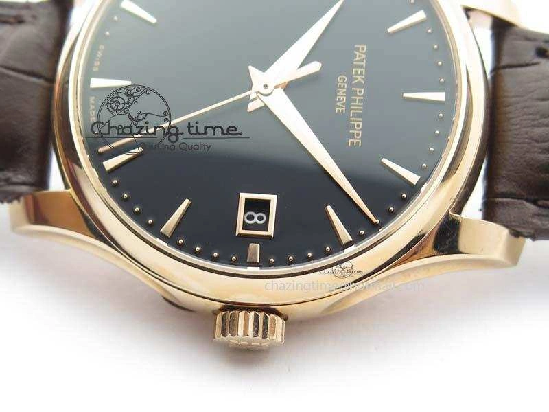 Calatrava 5227 RG Bp-Maker Black Dial On Brown Leather Strap MIYOTA 9015 PP324CS