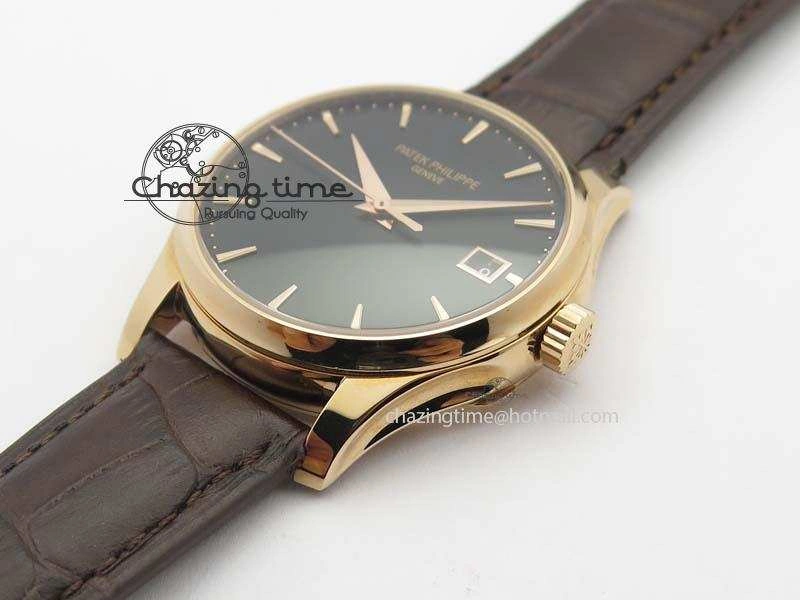 Calatrava 5227 RG Bp-Maker Black Dial On Brown Leather Strap MIYOTA 9015 PP324CS
